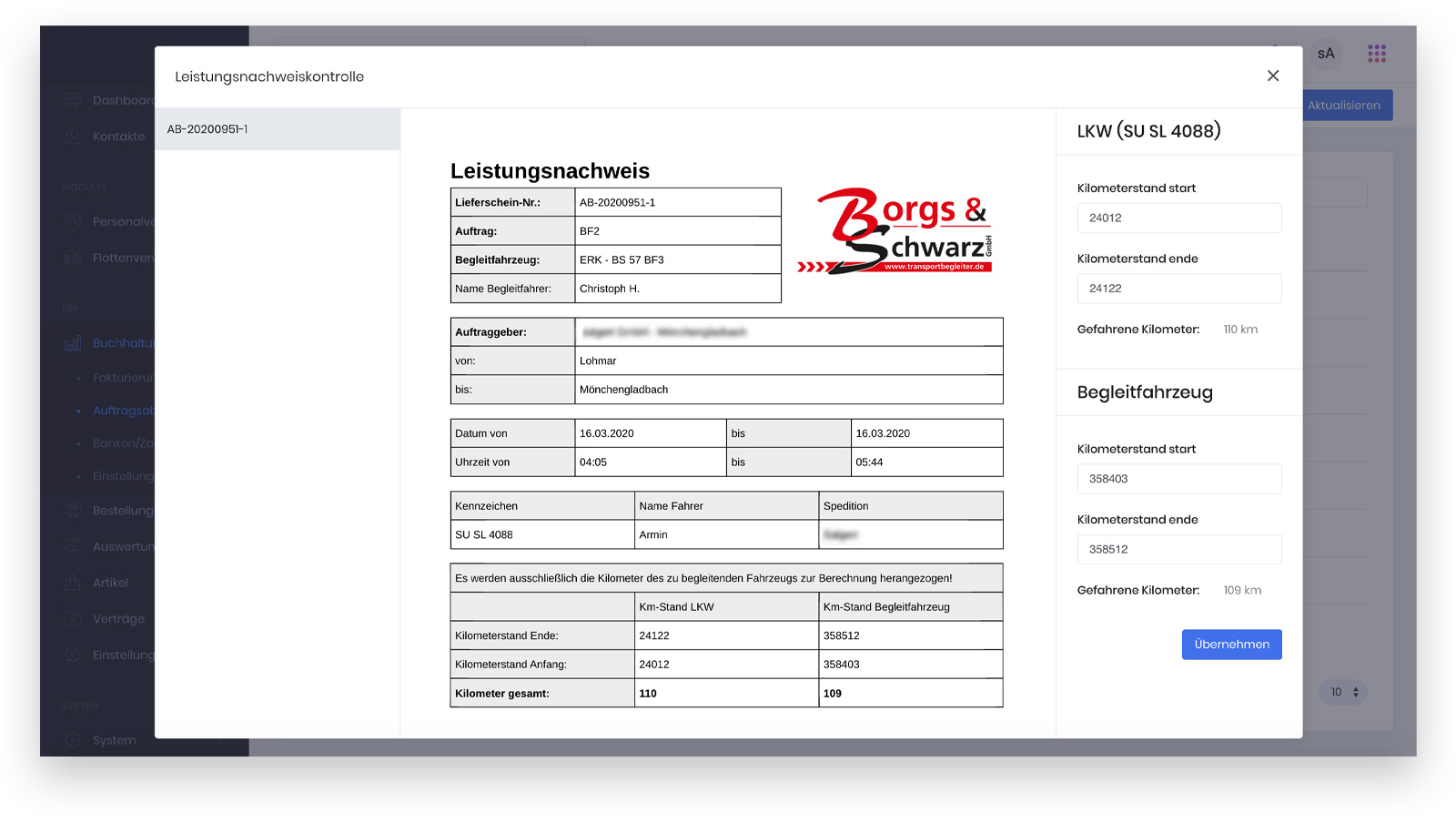 Borgs & Schwarz – Leistungsnachweis